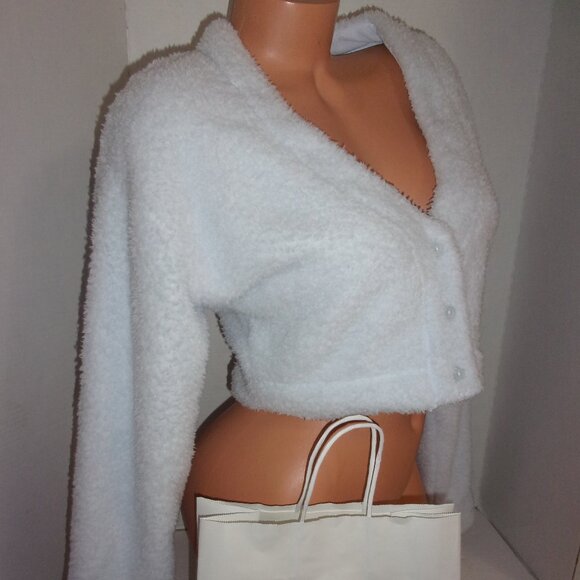 PINK Victoria's Secret Crop Teddy Jacket Cozy - Plush - Picture 2 of 3